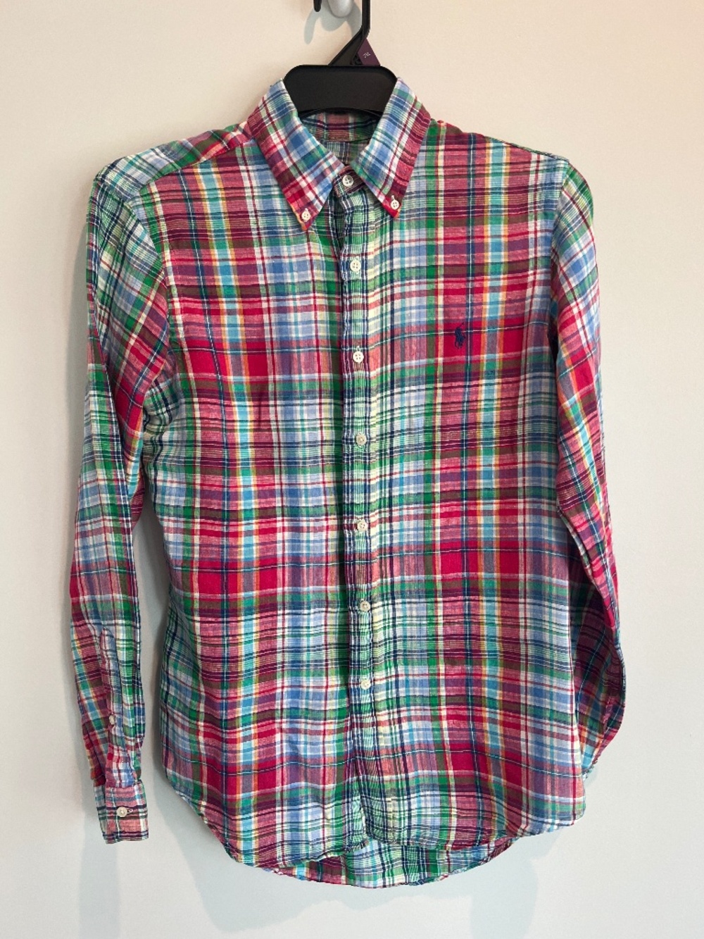 Polo Ralph Lauren Linen Madras Plaid Button Down Shirt Men's Small